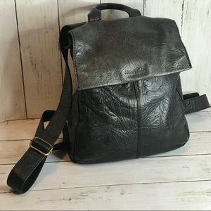 American Leather Co Black Tooled Leather Backpack